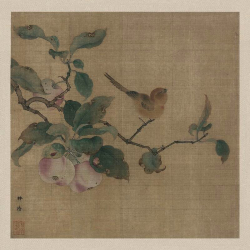 果熟来禽図』 林椿 宋 額画 高質印刷アート / 宋・林椿『果熟来禽