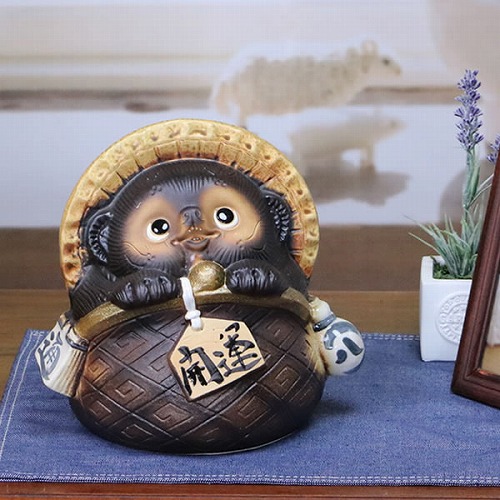 信楽焼 たぬき 信楽焼きたぬき 7号ガマグチ狸(茶) 陶器タヌキ［ta-0131