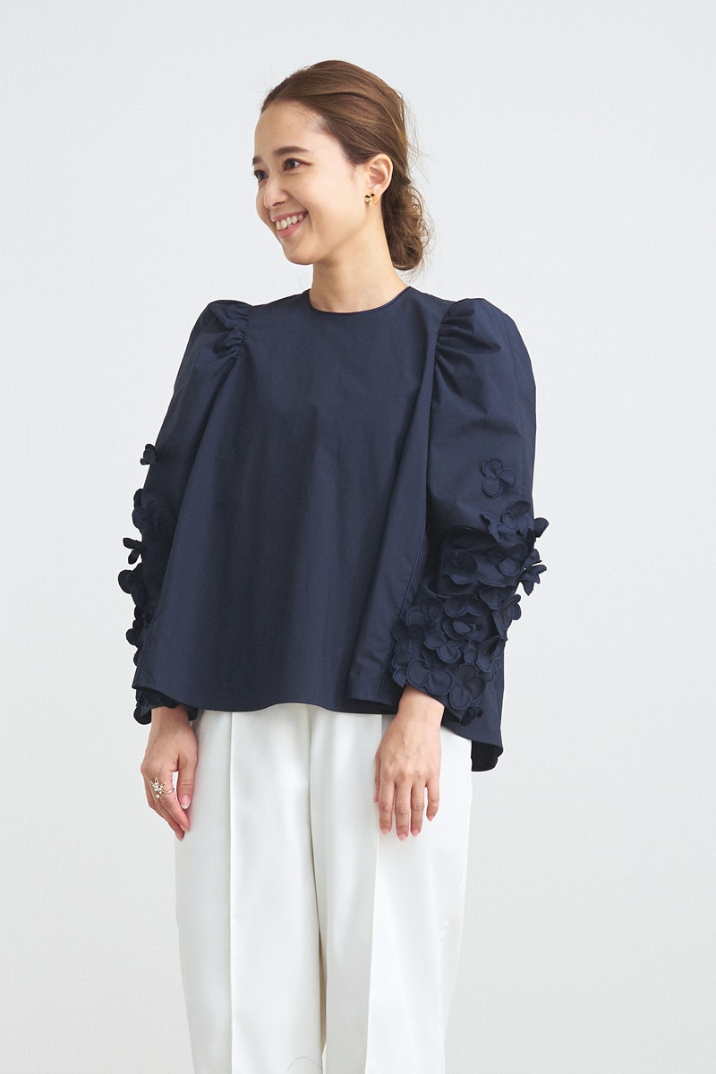 きち⭐︎ヨリ yori セレモニーリボンパフブラウス 長袖 ボウタイ 38