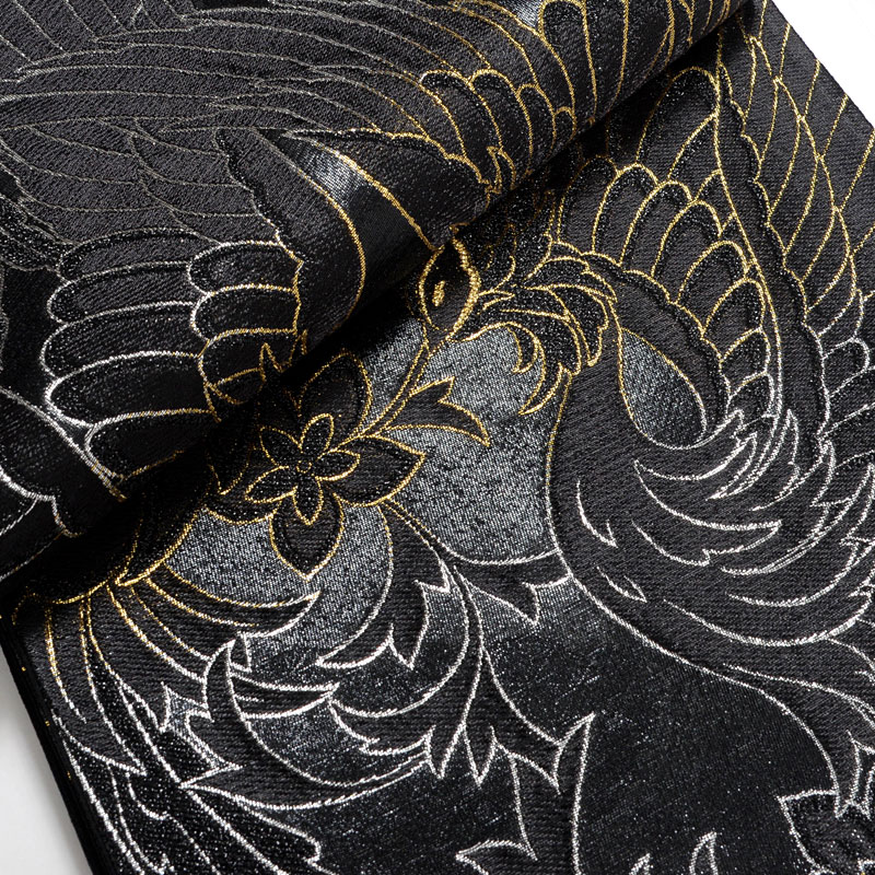 袋帯 振袖用帯 黒銀 鳳凰 | OBI | 京都きもの夢館