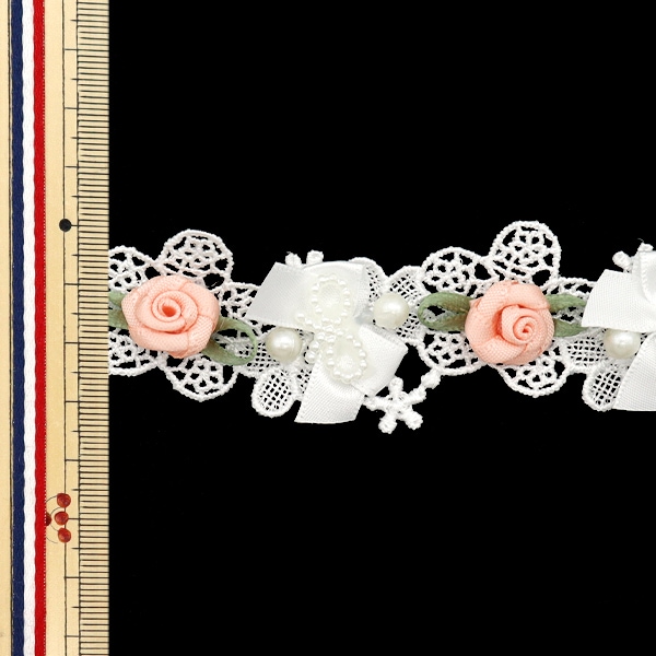 数量5から】 レースリボン 『ローズパールリボンレース ホワイト