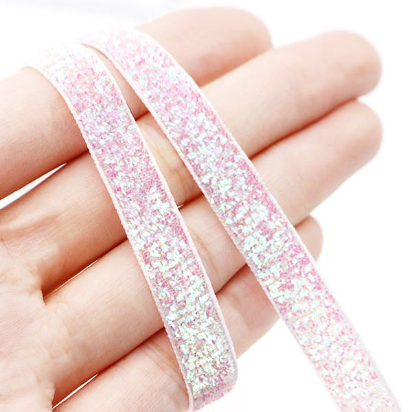 リボン 『1反売り ラメリボン 幅約9mm×約3m巻 ホワイト 0680B-10T