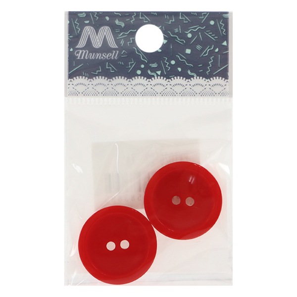 ボタン 『二つ穴ボタン 23mm 2個入り 赤 PYTD20-23』 服飾,ボタン
