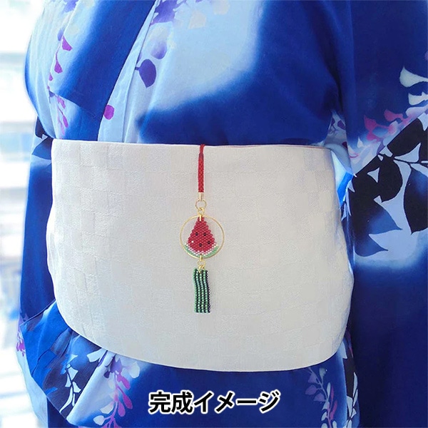 ビーズセール】 ビーズキット 『京・風鈴柄根付け スイカ PB-290