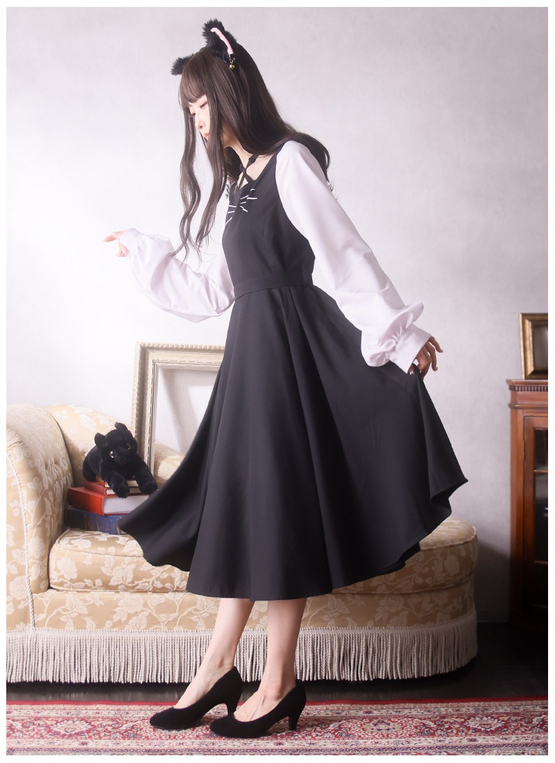 シンプル全円黒猫ワンピース ｜ Favorite