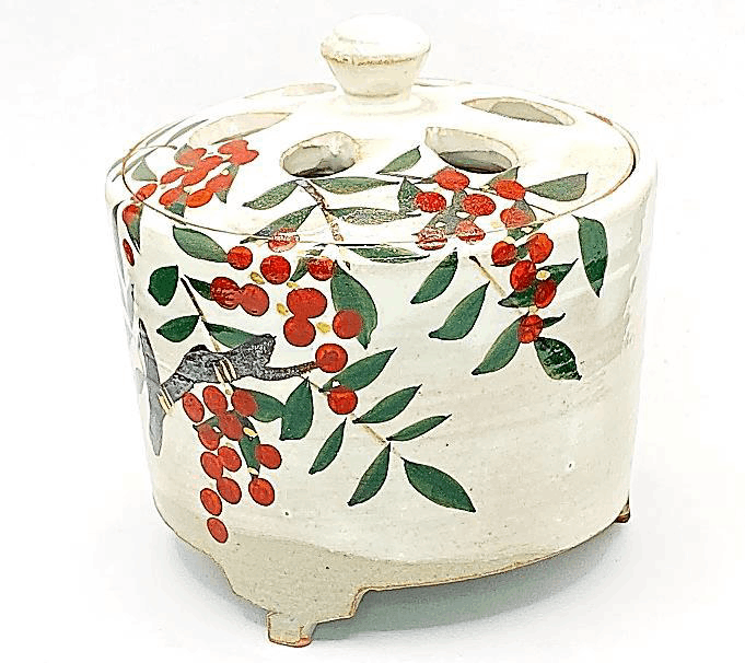 京都/香炉》清水焼香炉 乾山手・南天（紙箱付） | お香/香炉/伝統工芸