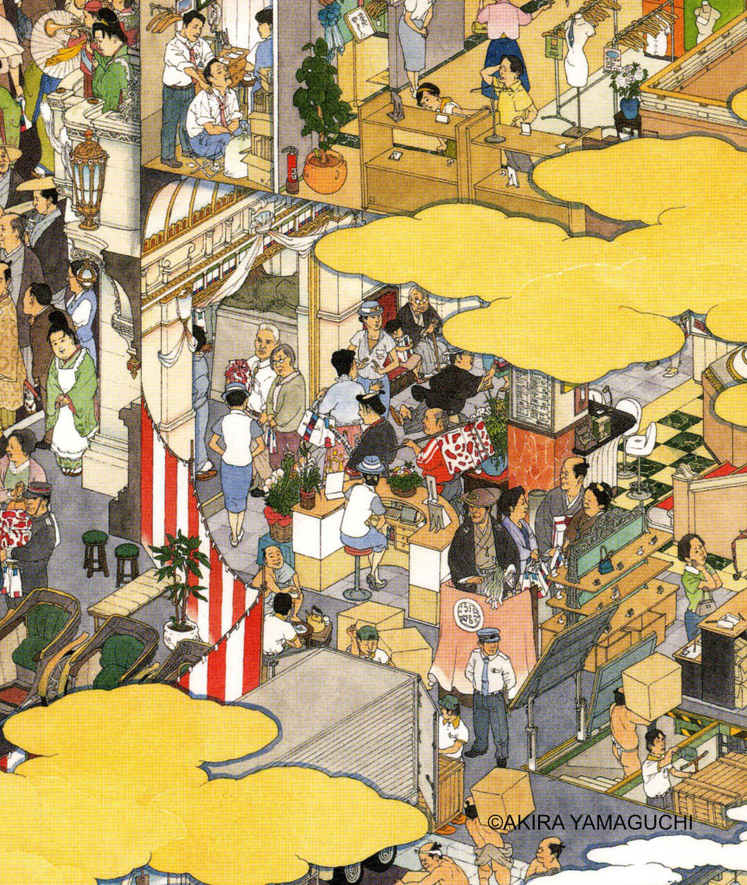 山口晃 A4額絵(ポスター) [百貨店圖 日本橋三越]｜ラムフロム - アート