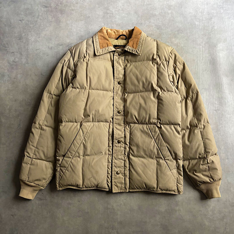 80'S EDDIE BAUER Snap Jac Down Jacket BEIGE 80年代 エディバウアー