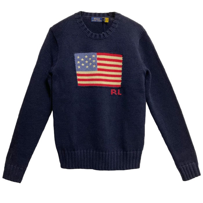 ラルフローレン ポロ レディース 星条旗柄 コットンニット クルー