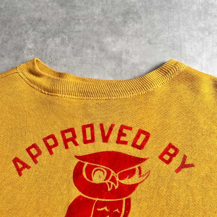 VINTAGE 60'S FLOCKY PRINT SHORT SLEEVE SWEAT SHIRTS MUSTARD