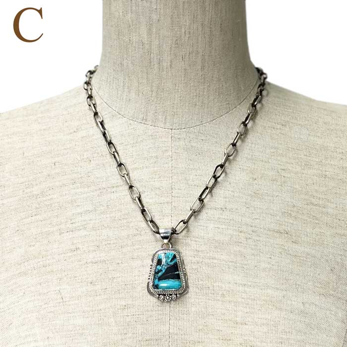 インディアンジュエリー ナバホ族 ターコイズ シルバー ペンダント