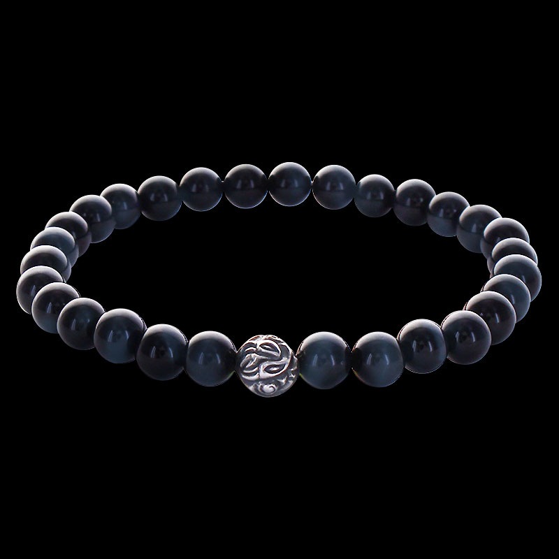 エンボスド ネスト ビード (S) ブルータイガーアイ (6mm) ブレスレット