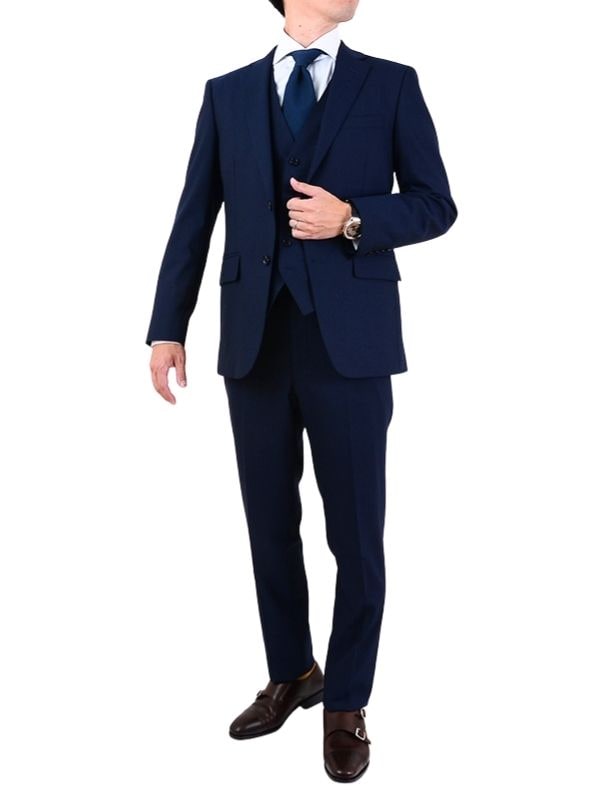 ≪WEB特価≫スリーピース/着用感◎/ネイビー/柄無地/B体展開