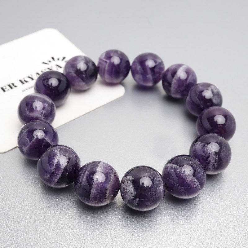 アメジスト ビーズブレスレット 紫色 14mm 濃い紫色です アメジスト