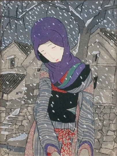 真作 超貴重 竹久 夢二 「 春 」 木版画 25号 大作 1991年作品 超