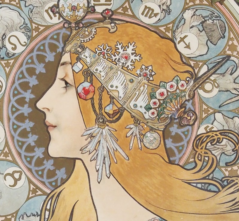 輸入雑貨 アルフォンス・ミュシャ ジクレー 『黄道十二宮』 金額絵