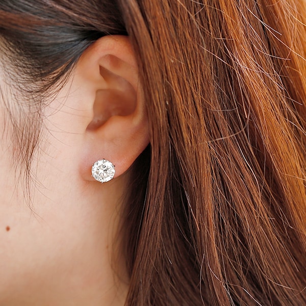 ダイヤモンド ピアス 片耳用 2ct I1 I POOR プラチナ 中央宝石研究所