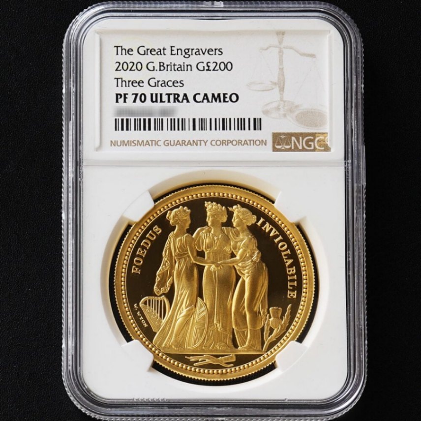 最高鑑定】2020年 イギリス スリー・グレイセス 200ポンド 2オンス金貨