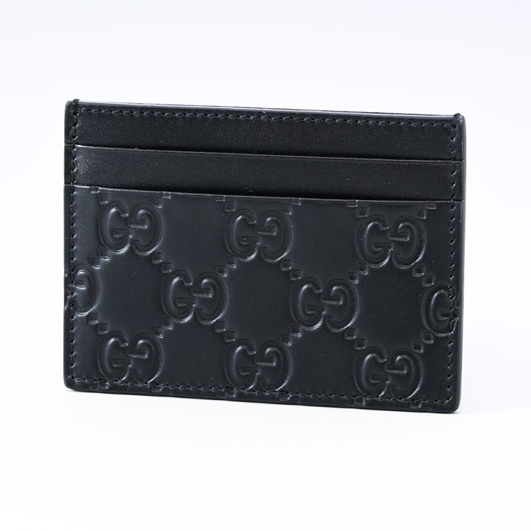 美品】グッチ マイクログッチシマ カードケース ライトブルー 名刺入れ