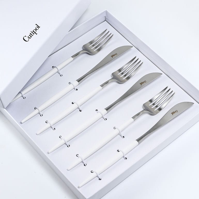 クチポール Cutipol GOA ゴア シルバー×ホワイト 6点セット ディナー