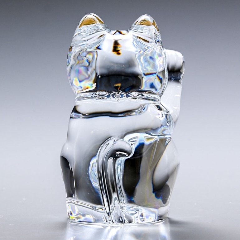 バカラ 名入れ対応 Baccarat フィギュア オーナメント 招き猫 クリア