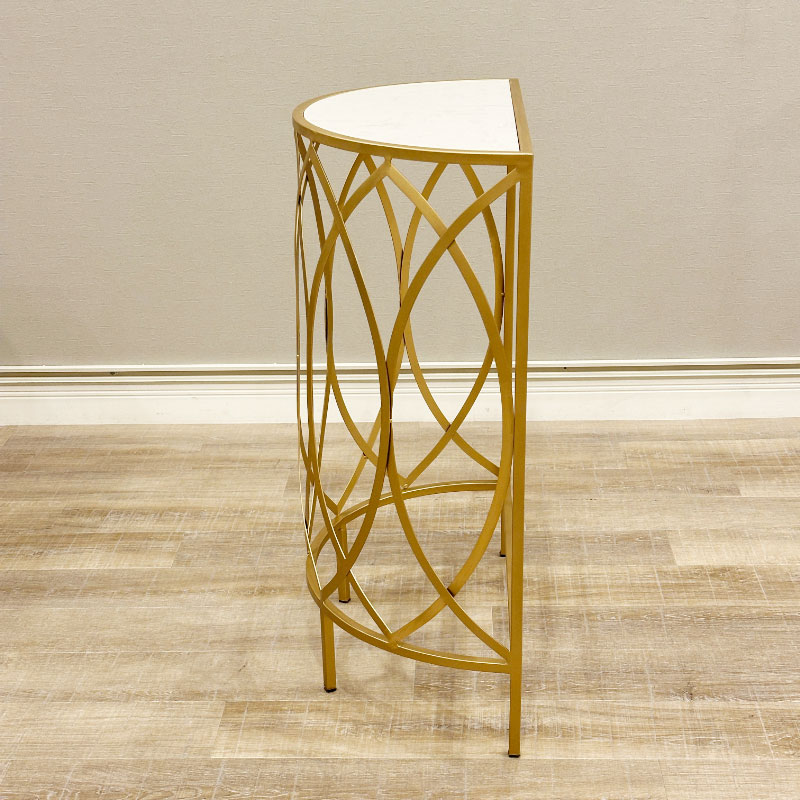 大理石天板のゴールドコンソールテーブル 半円 高さ85cm | アイアン