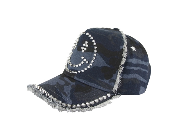 スタッズキャップ＜スマイル＞迷彩×シルバー 7015-2414 | キャップ