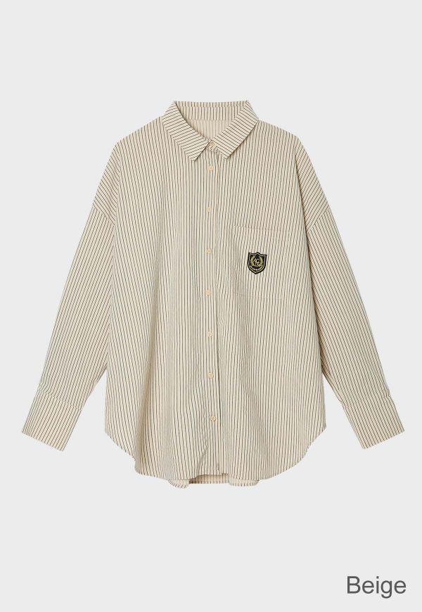 在庫なし】Stripe emblem Shirt/ストライプエンブレムシャツ