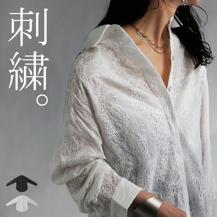 再入荷予定有!ペイズリー刺繍シャツ シャツ レディース トップス 長袖