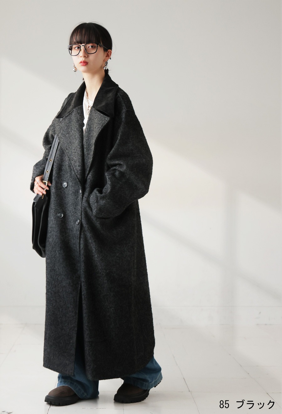 ヘリンボーン ロングコート レディース アウター 送料無料・再入荷