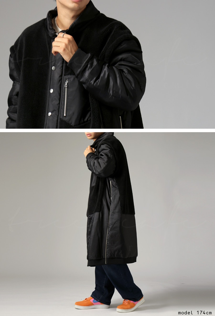 ダウンのような暖かさ ボアドッキングアウター メンズ 送料無料