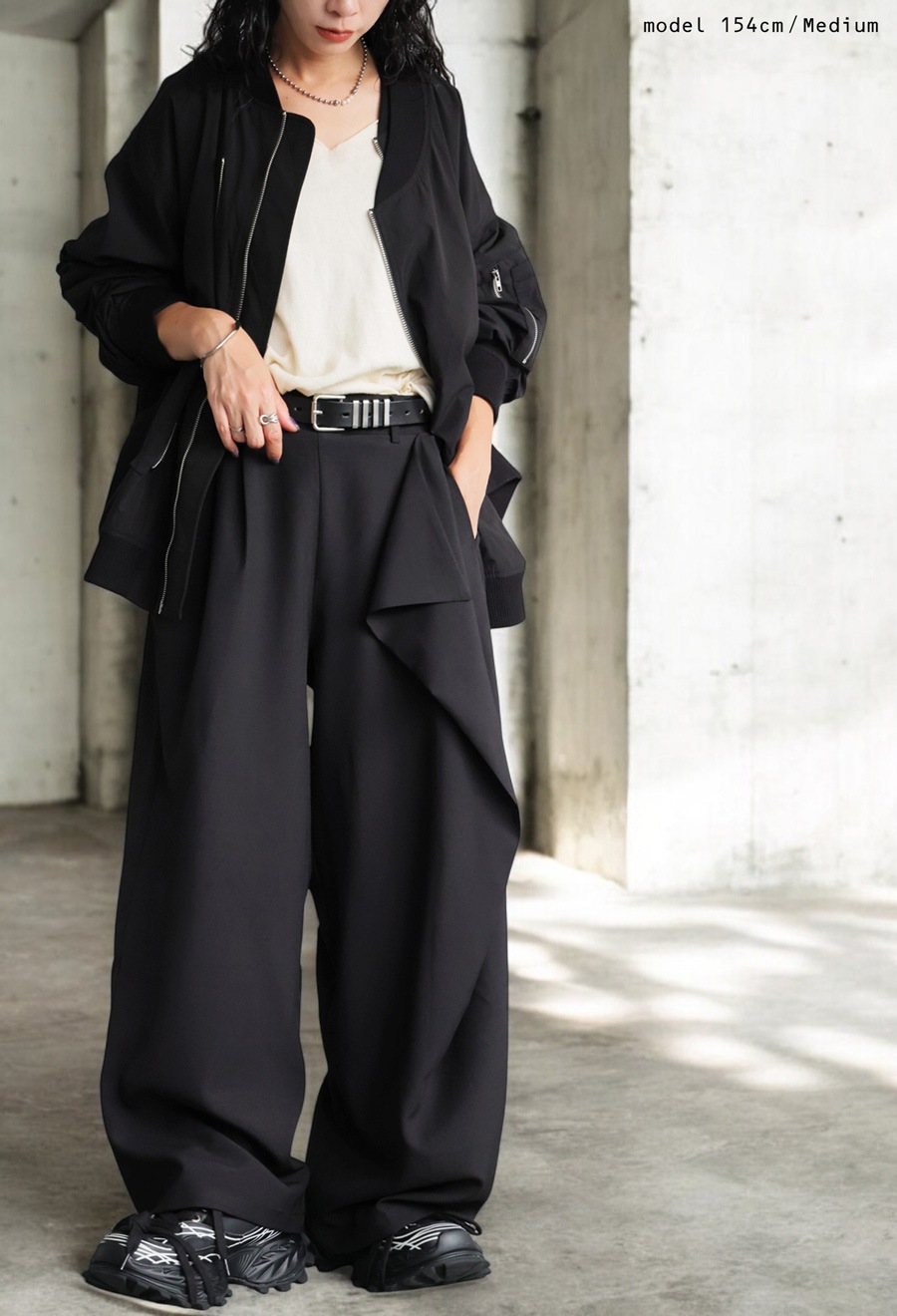 アシメ ドレープ ワイドパンツ レディース ボトムス 送料無料・再入荷