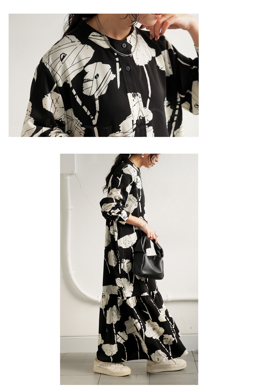 花柄ワンピース ワンピース レディース ロング 長袖 送料無料・(500