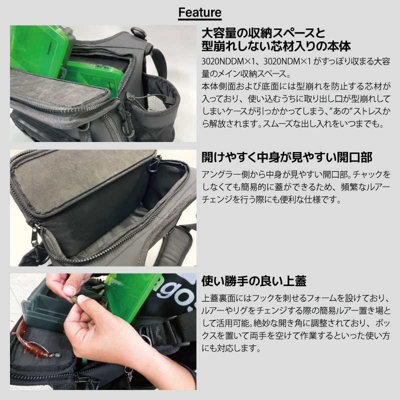 ビッグベイトショルダー バッグ 釣り ブラック 外寸 幅33cm 高さ21cm