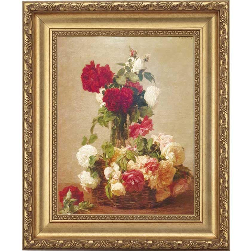 バラのバスケット』 ラトゥール 4号 立体複製名画 額装付 【ポイント5