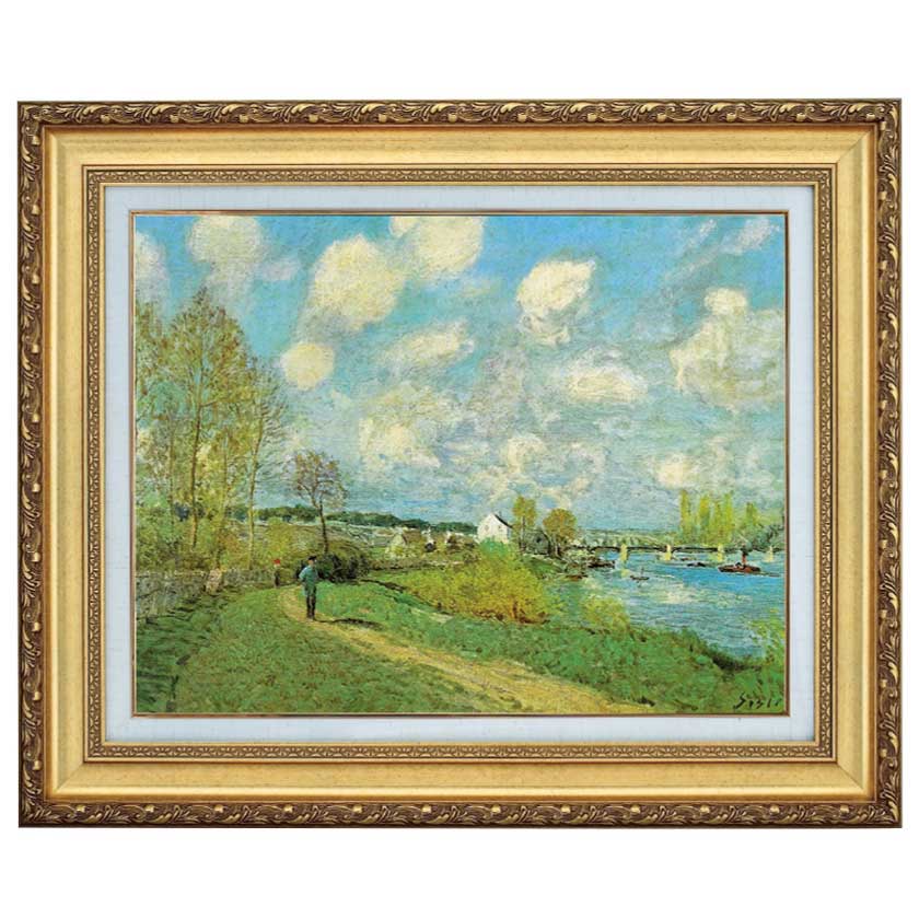 川のある風景』 シスレー 6号 立体複製名画 額装付 【ポイント5％還元