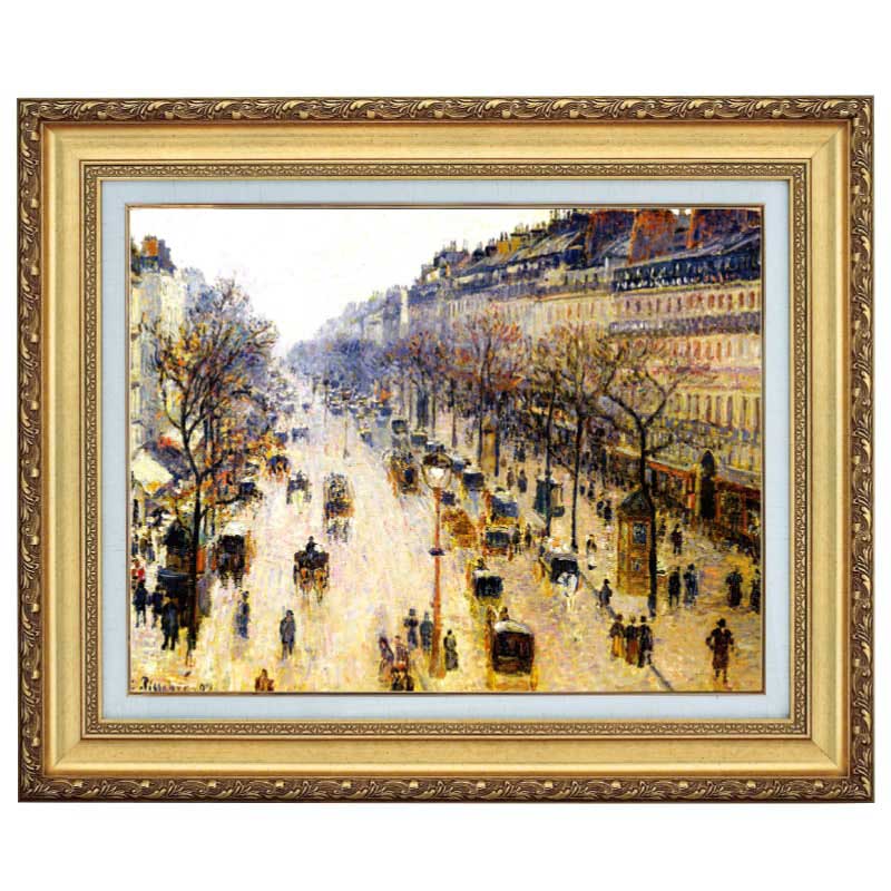 冬の朝のモンマルトル大通り』 ピサロ 6号 立体複製名画 額装付