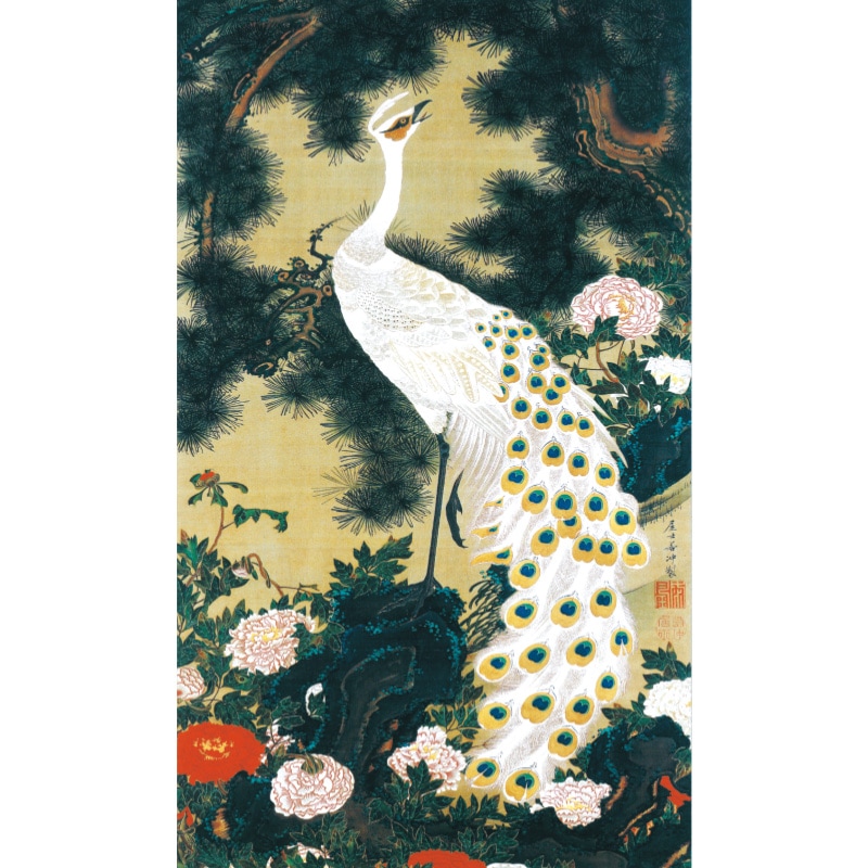 伊藤若冲動植綵絵 紫陽花双鶏図 額 美術品 インテリア レプリカ グッズ