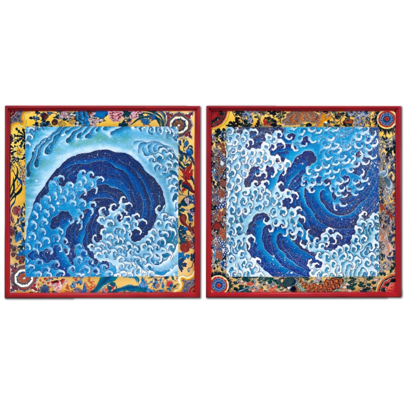 神奈川沖浪裏』 葛飾北斎 F4号 浮世絵 複製名画 額装付【ポイント5