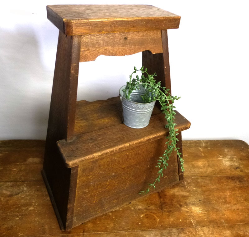 木製踏み台 花台 古道具 レトロ アンティーク / 飾り台【中古