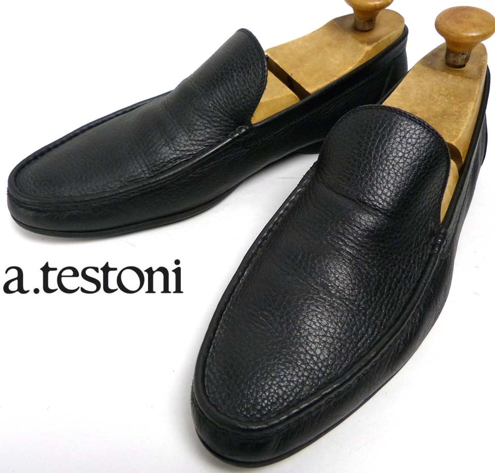 ア・テストーニ / a.testoni DINAMICO シボ革 ローファー 11(29.5cm