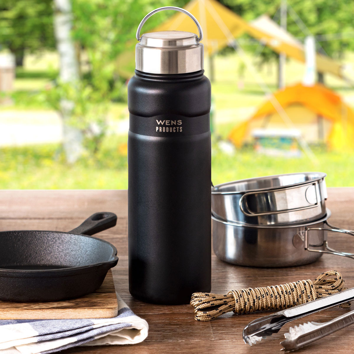 WENS（ウェンズ）ハンドル付きスクリューボトル 700ml ブラック AWPB