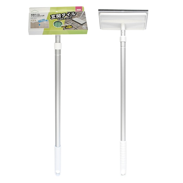 AZ294玄関タイルブラシスポンジF（本体色：ライトグレー、スポンジ色