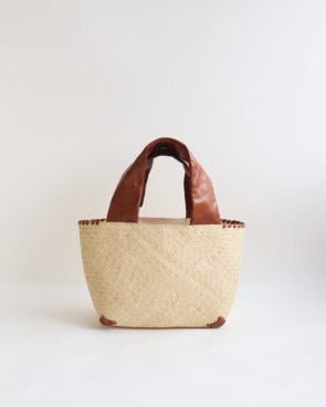 warang wayan ワランワヤン｜FUTO 四角 ラタン革手バスケット ブラック S