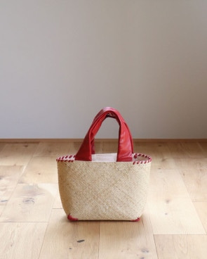 warang wayan ワランワヤン｜FUTO 四角 ラタン革手バスケット ブラック S