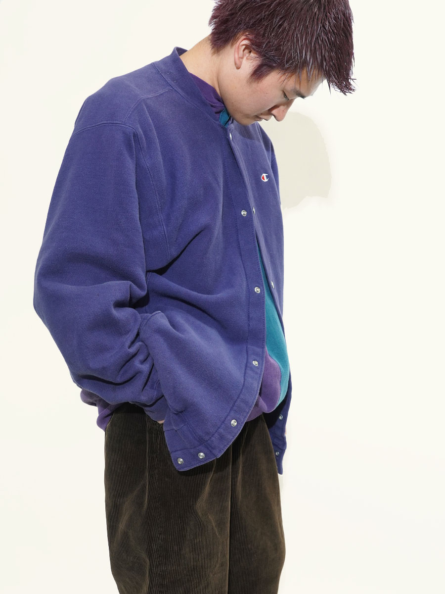 90's 刺繍タグ チャンピオンRW フルスナップカーディガン 青紫 表記(XL