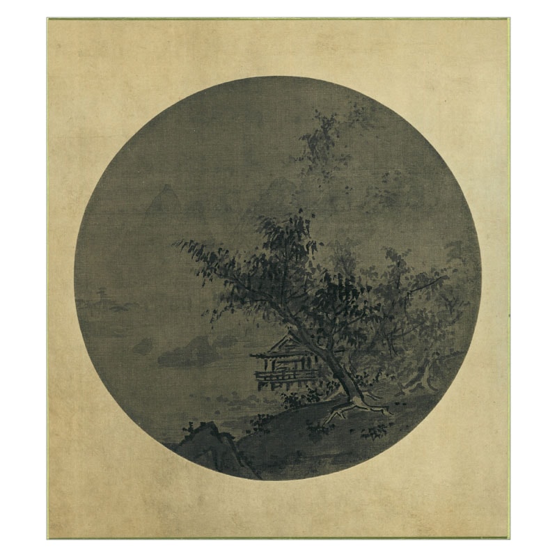 訳あり！】 色紙〈山水図(円窓形)〉伝夏珪京都便利堂オンラインショップ