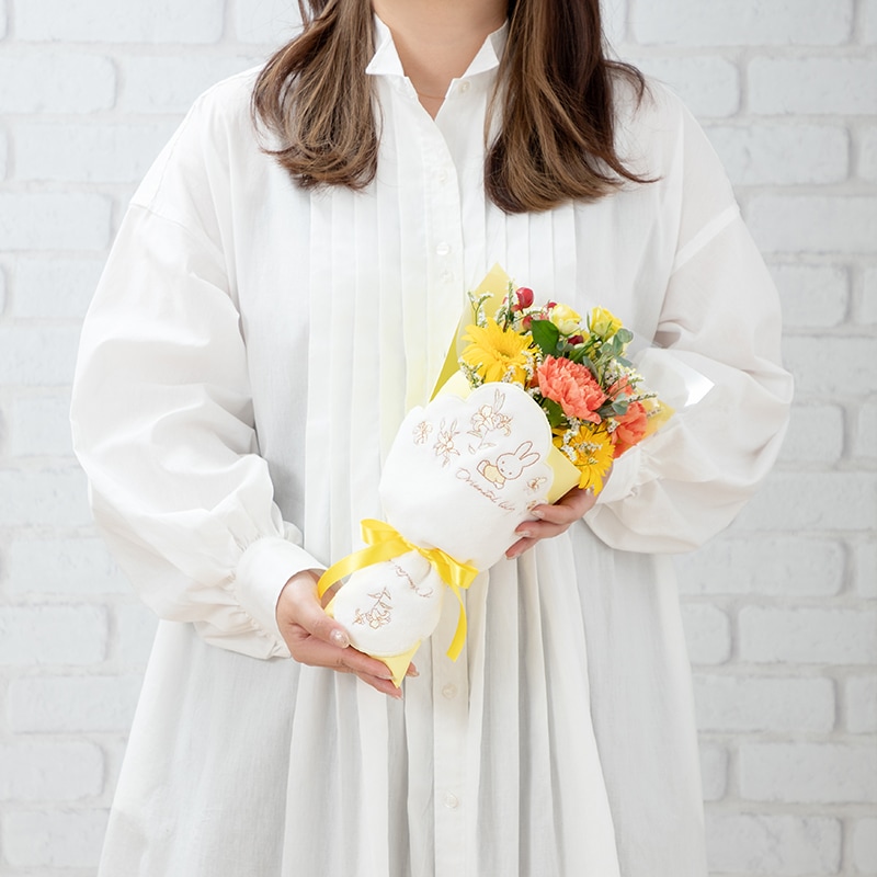 直送商品A】ミニタオル/チャームが選べる フラワーブーケ イエロー