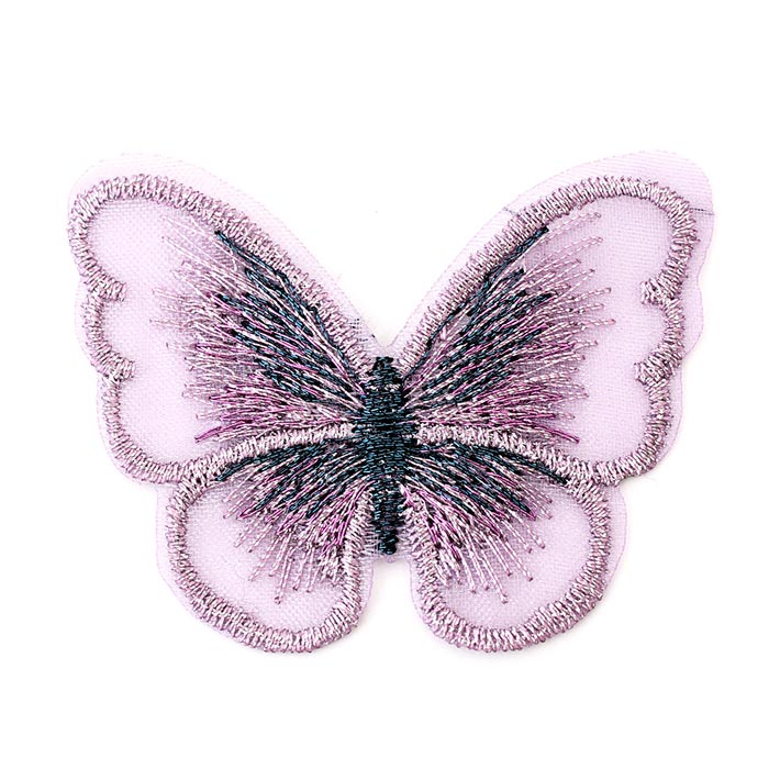 刺繍パーツ/蝶 パープル×ピーコック | ・服飾素材,刺繍パーツ