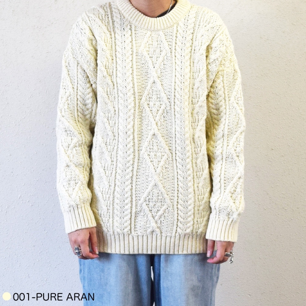 アランニット リブ ニット トップス 長袖 オールドダービーニット